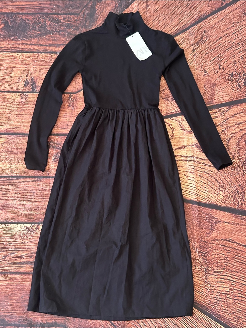 Zara Black Long Sleeve Dress Small Minimalist Chic LBD